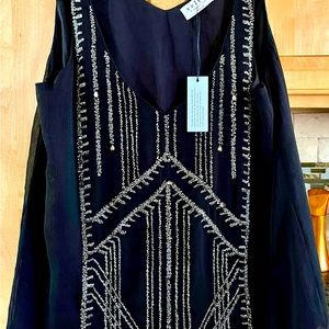 Black Beaded Top by Velvet by Graham and Spencer, Size Small NWT